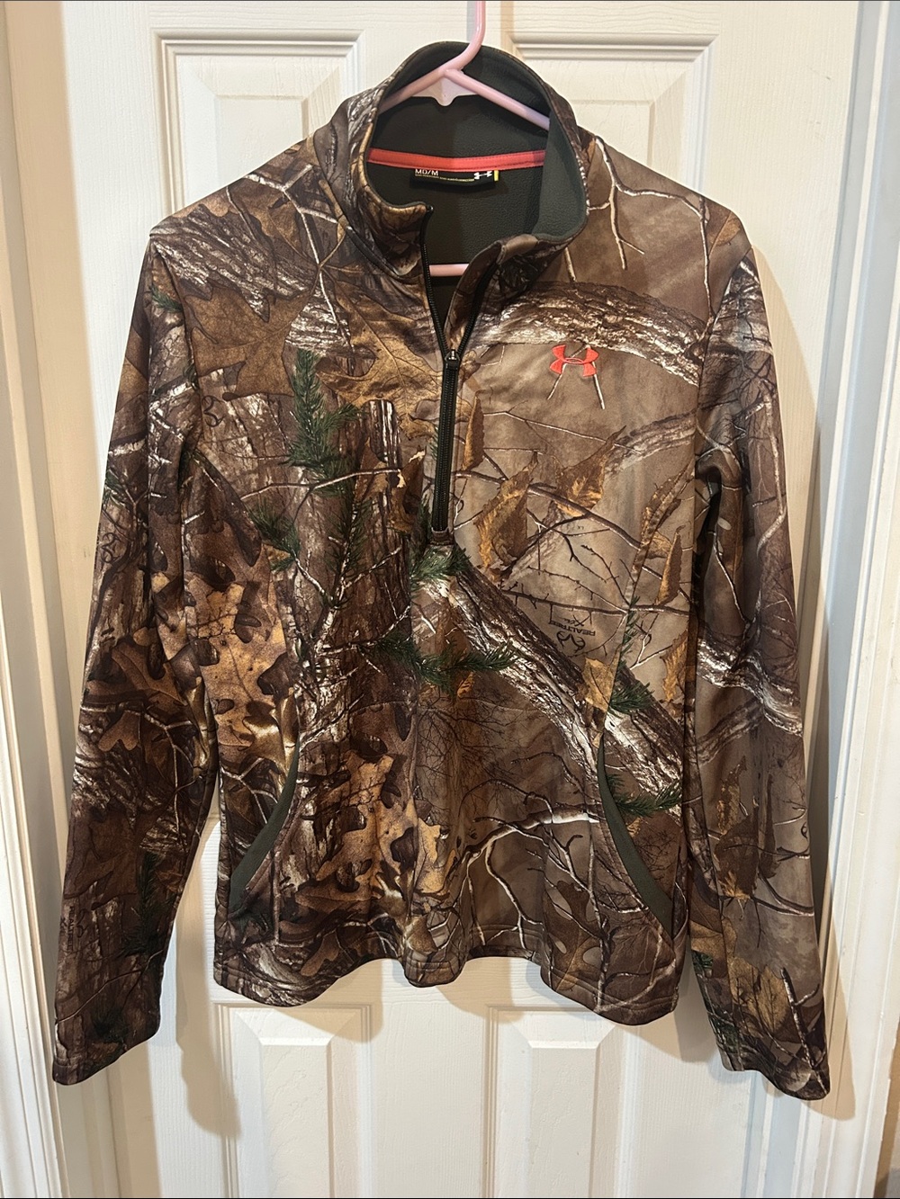 Under Armour Women's Realtree Camo Half-Zip Pullover with Pink Logo